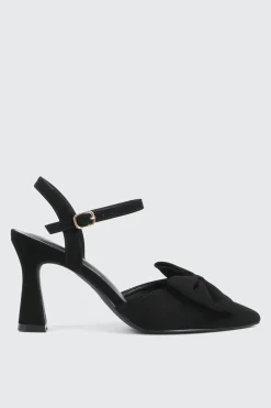 Flare Heel Pumps with Bow Detail