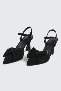 Flare Heel Pumps with Bow Detail