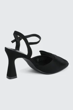 Flare Heel Pumps with Bow Detail