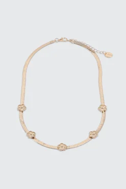 Flat Chain Necklace with Daisies