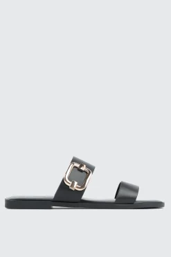Flat Sandals with Chunky Buckle Detail