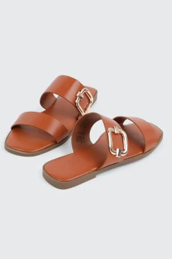 Flat Sandals with Chunky Buckle Detail
