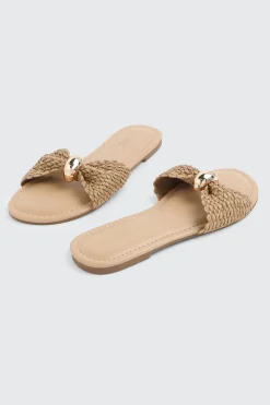 Flat Sandals with Gold Ornament