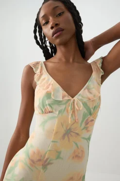 Floral Maxi Tie Front Dress
