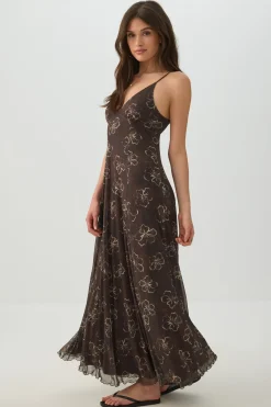 Floral Mesh Maxi Dress