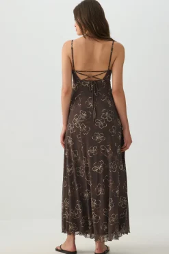 Floral Mesh Maxi Dress
