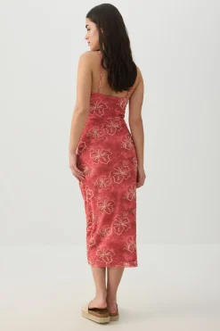 Floral Mesh Midi Dress