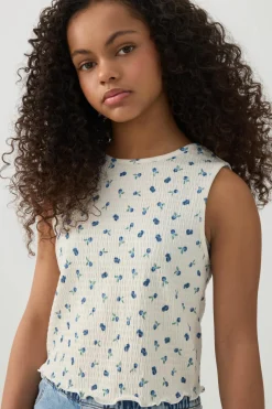 Floral Smocked Cropped Tank