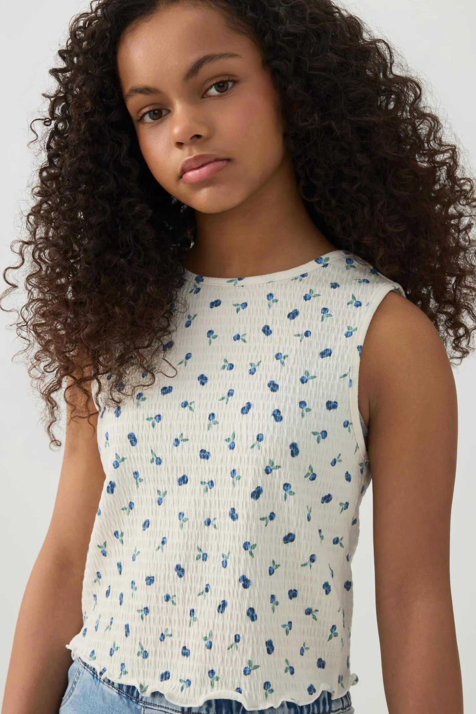 Floral Smocked Cropped Tank