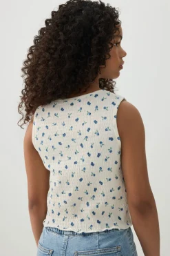Floral Smocked Cropped Tank