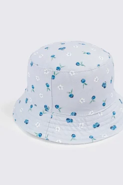Flower and Blueberry Print Bucket Hat