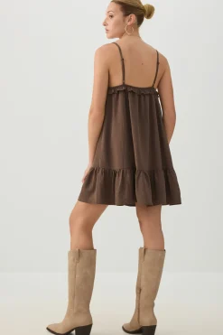 Flowy Ribbon and Lace Trim Mini Dress