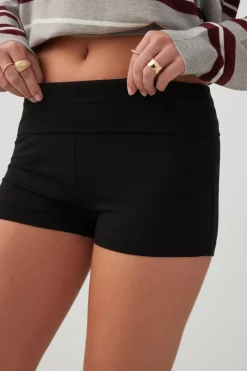 Foldover Waist Mini Biker Shorts