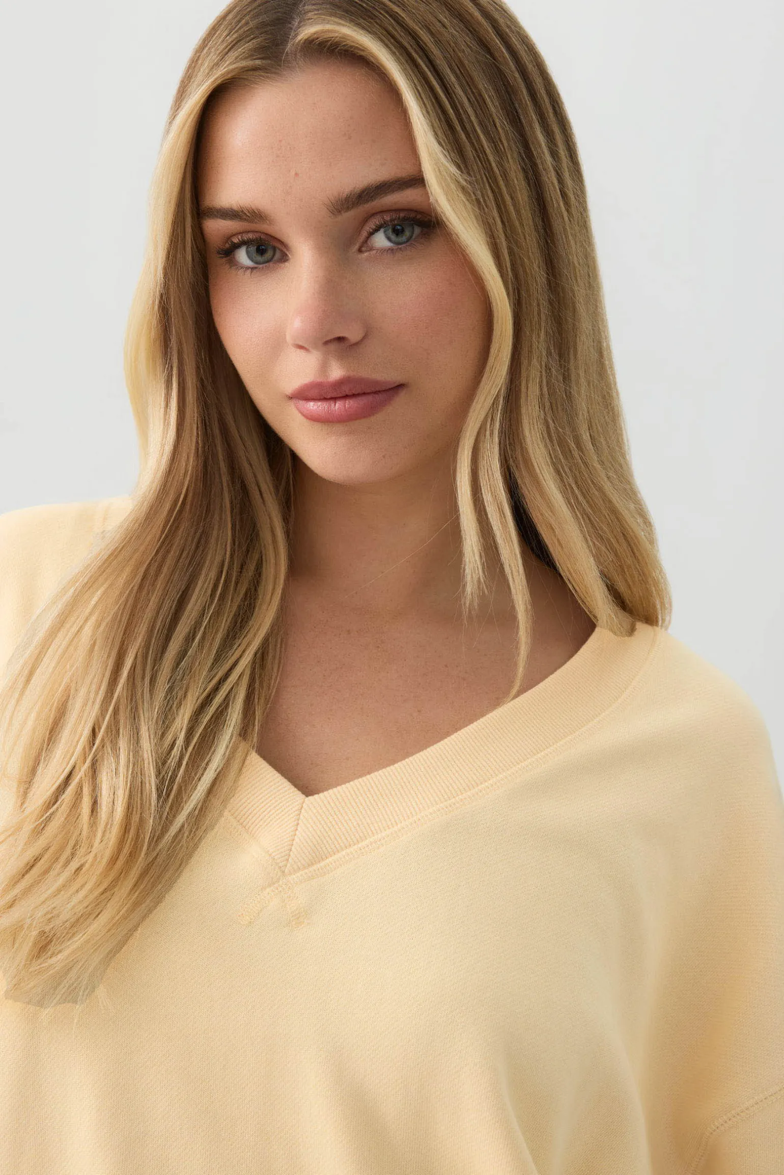 French Terry Oversized V-Neck Sweatshirt