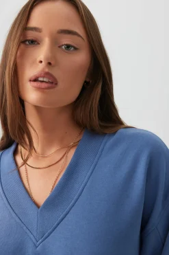French Terry V-Neck Sweatshirt