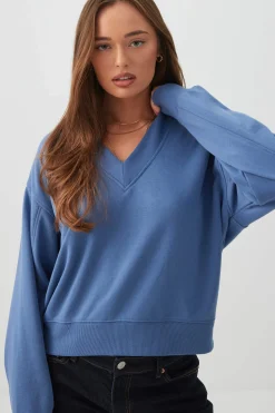 French Terry V-Neck Sweatshirt