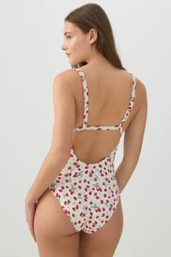 Fruit Print Milkmaid One Piece Swimsuit