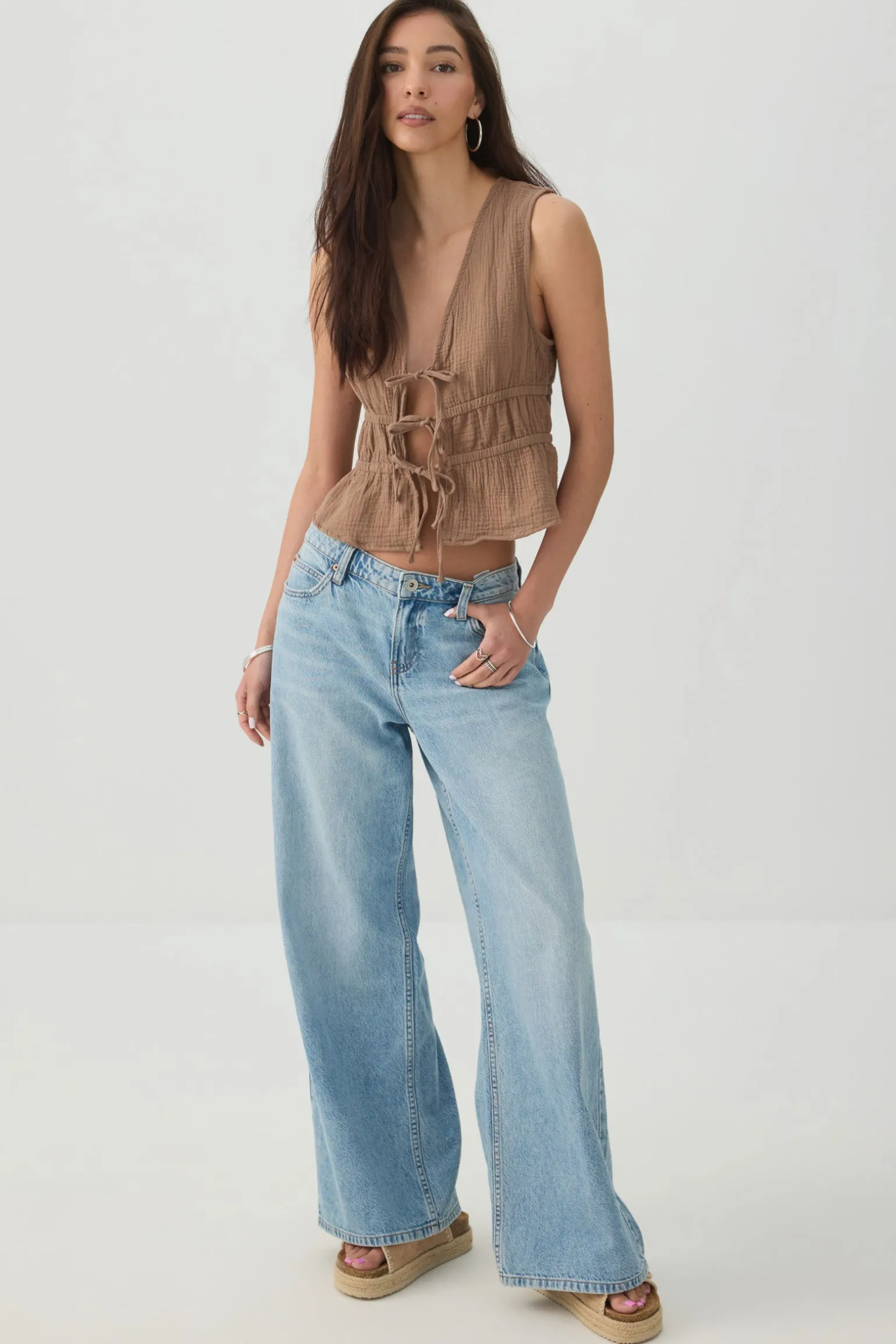 Gauze Tie-Front Top