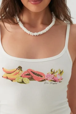 Graphic Ribbed Crop Tank Top