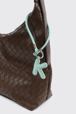 Green Initial K Faux Leather Charm with Wristlet