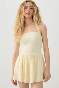Halter Mini Dress with Built-in Shorts