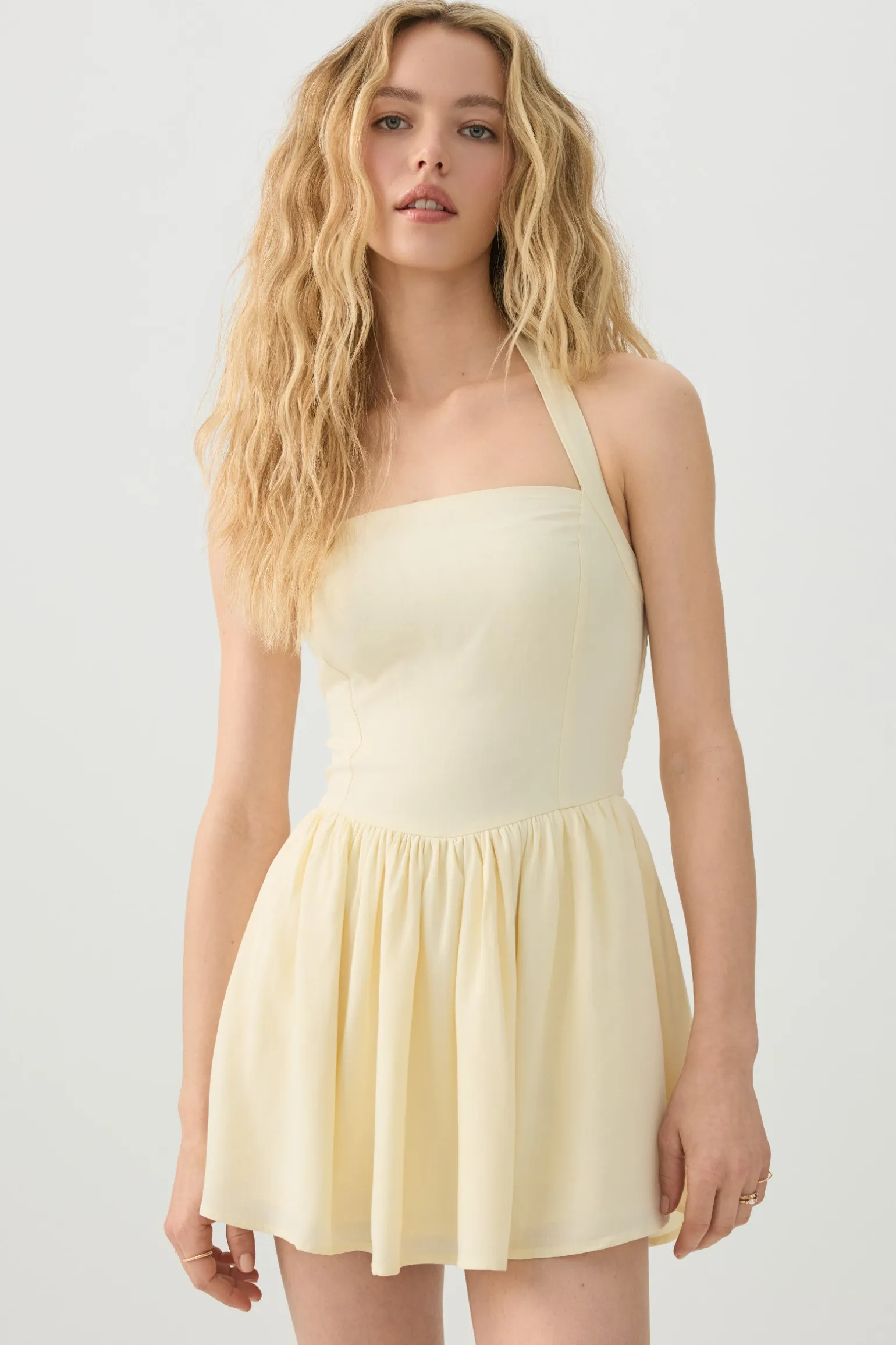 Halter Mini Dress with Built-in Shorts