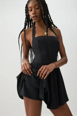 Halter Mini Dress with Built-in Shorts
