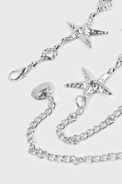 Hammered Metal Starfished Chain Belt