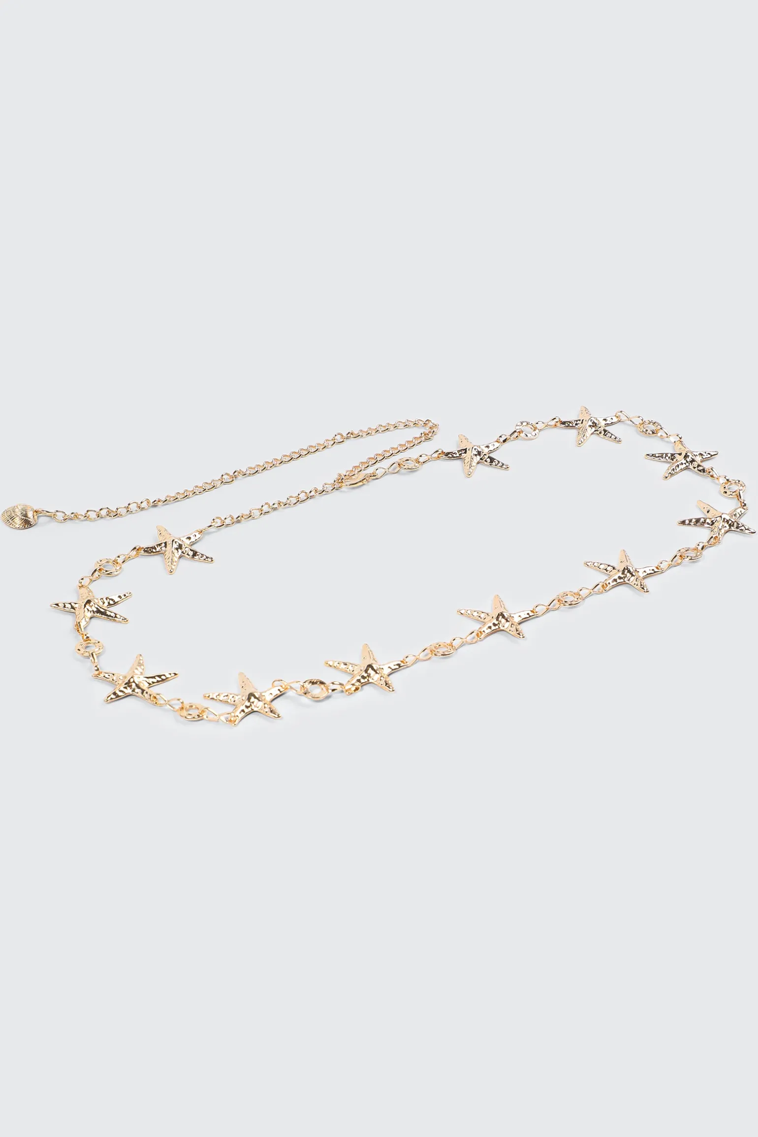 Hammered Metal Starfished Chain Belt