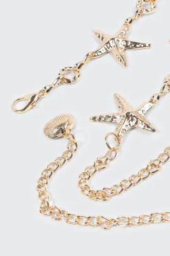 Hammered Metal Starfished Chain Belt