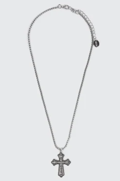 Heart Embossed Cross Necklace