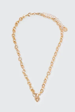 Heart Lock Chunky Chain Necklace