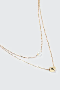 Heart & Pearl 14K Gold Plated Necklace