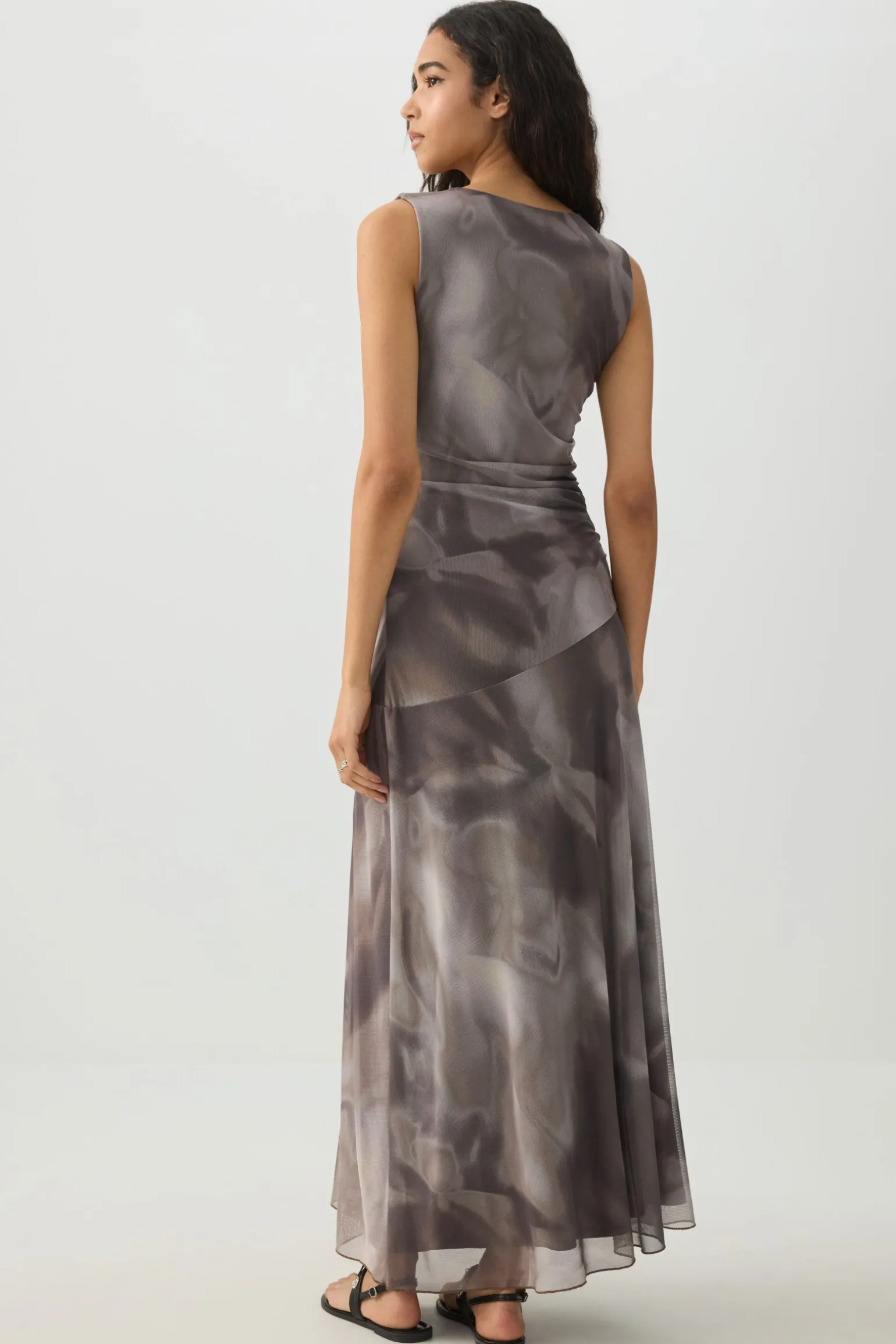 High Neck Mesh Flowy Dress