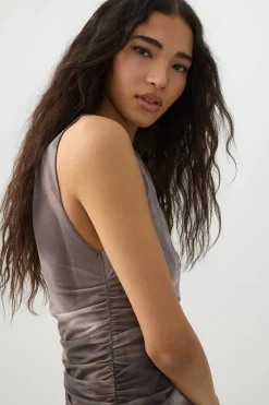 High Neck Mesh Flowy Dress