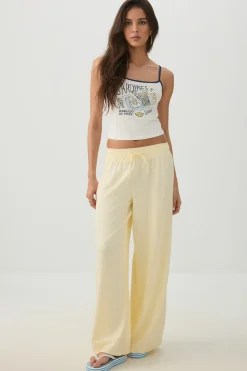 High Rise Linen Blend Pants