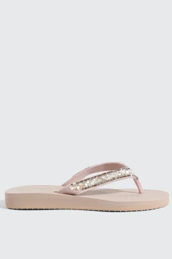 Jelly Flip Flops with Beaded Strap