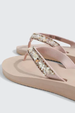 Jelly Flip Flops with Beaded Strap