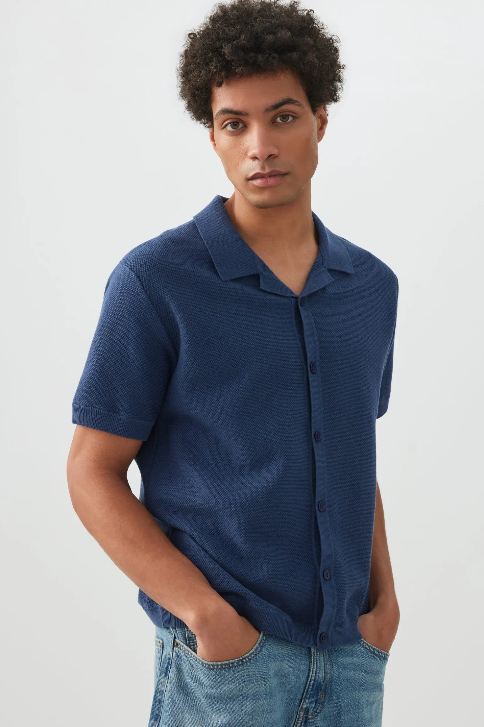 Johnny Collar Short Sleeve Sweater