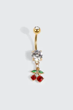 14K Gold Plated Cherry Navel Piercing