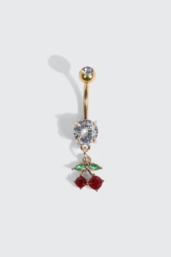 14K Gold Plated Cherry Navel Piercing