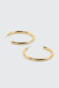 14K Gold Plated Chunky Tube Hoop Earrings