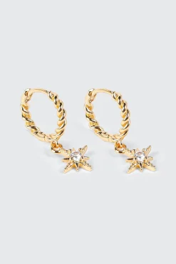 14K Gold Plated Dangling Star Earrings