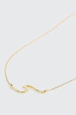 14K Gold Plated Necklace with Wave Pendant