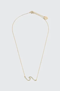 14K Gold Plated Necklace with Wave Pendant