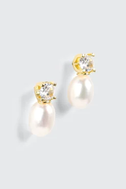 14K Gold Plated Pearl Stud Earrings