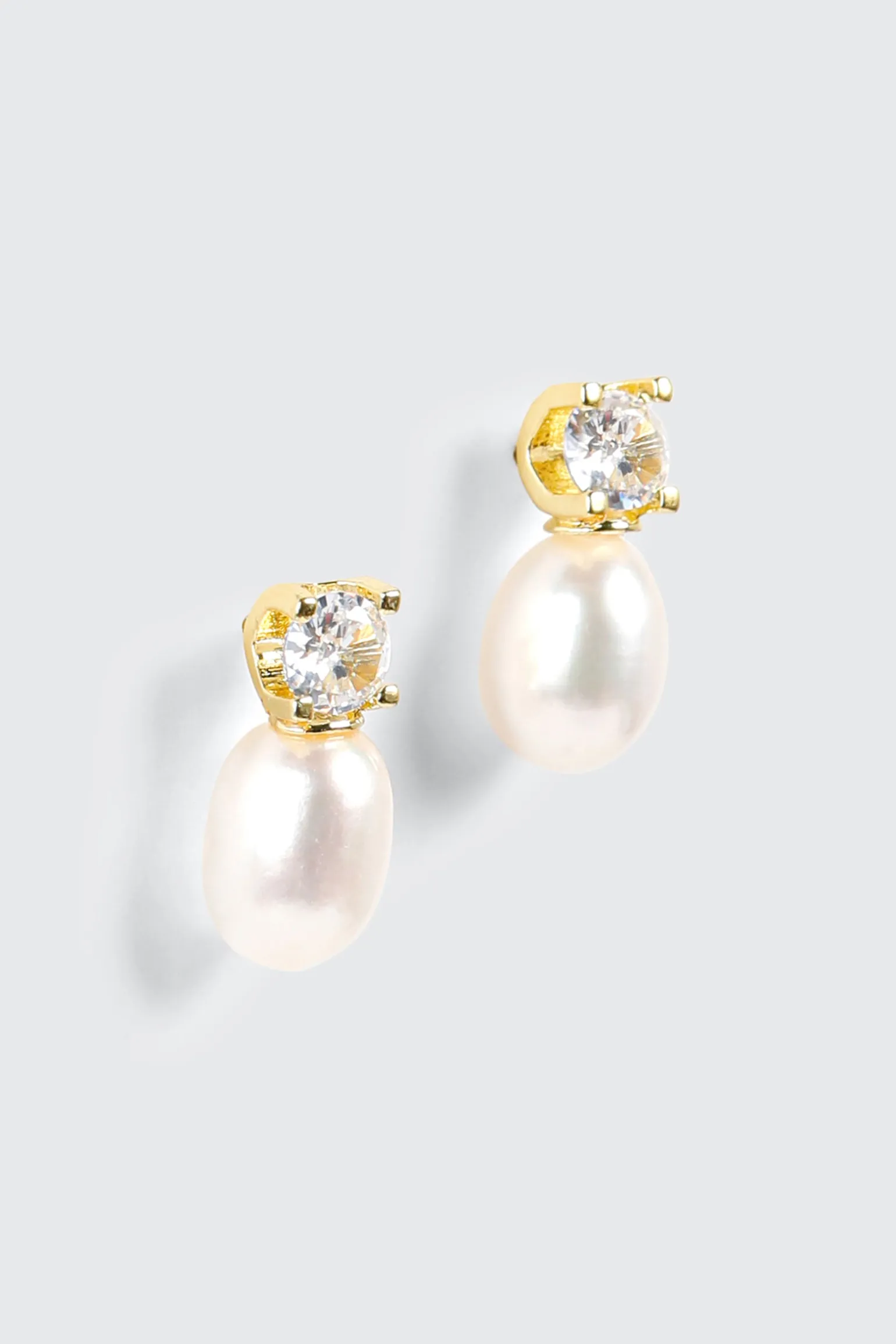 14K Gold Plated Pearl Stud Earrings