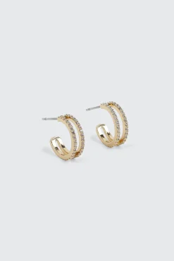 14K Gold Plated Two-Row Hoop Earrings
