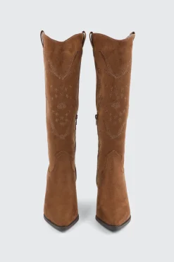 Knee High Cowboy Boots with Floral Embroideries