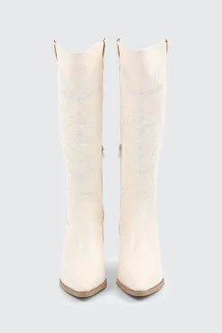 Knee High Cowboy Boots with Floral Embroideries